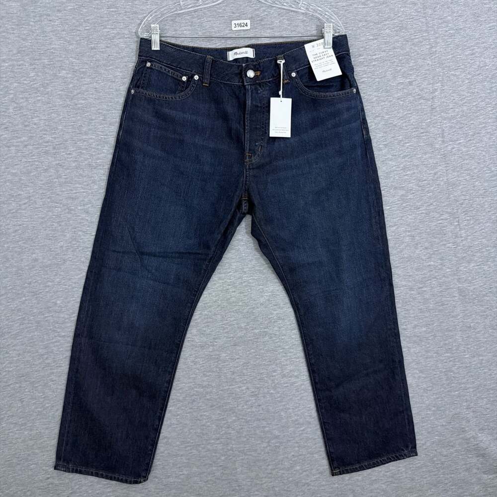 Madewell Womens NWT 30P Dark Blue Curvy Dean Easy Straight Jeans NY596 SoftDrape